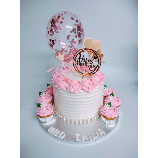 Rose gold Confetti ballon cake