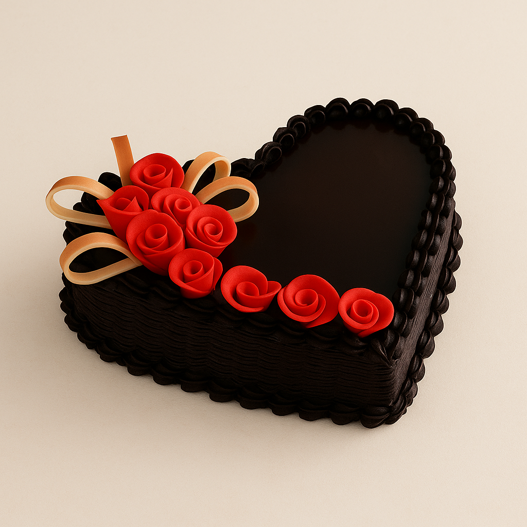 Chocolate Fudge Heart Cake