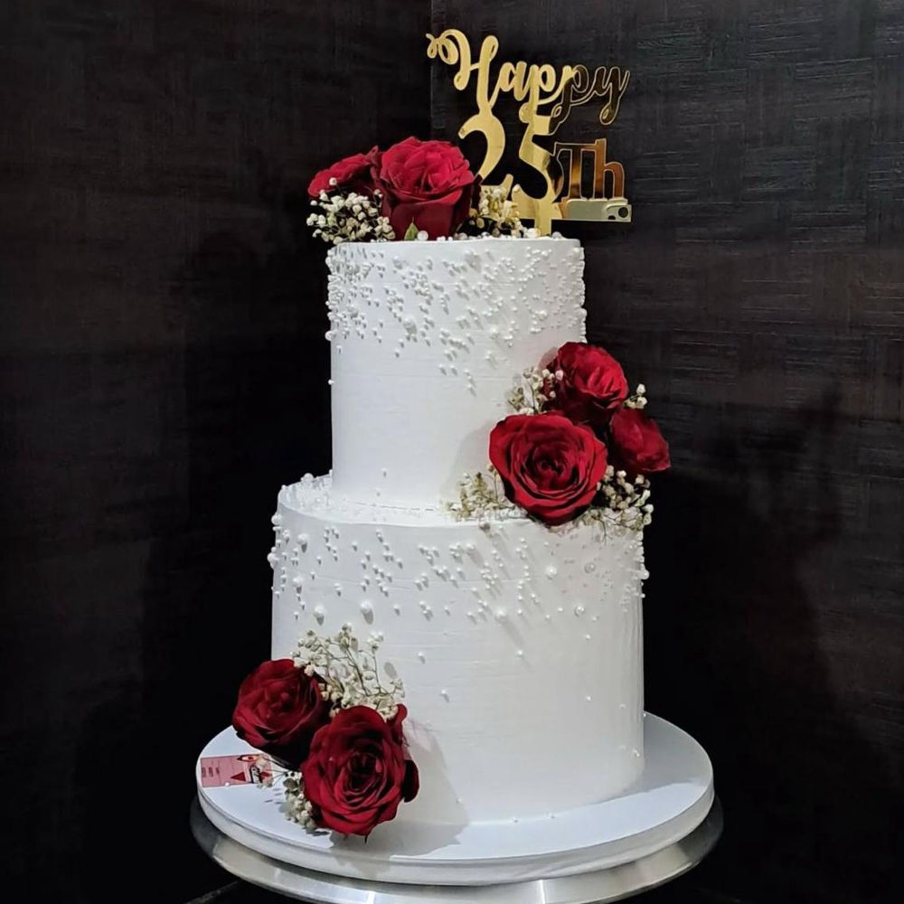 Crimson Pearl Anniversary Cake