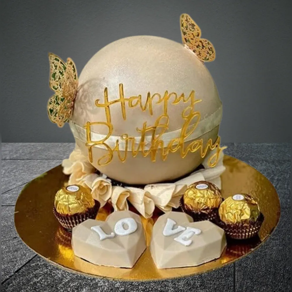 Golden Butterfly pinata cake