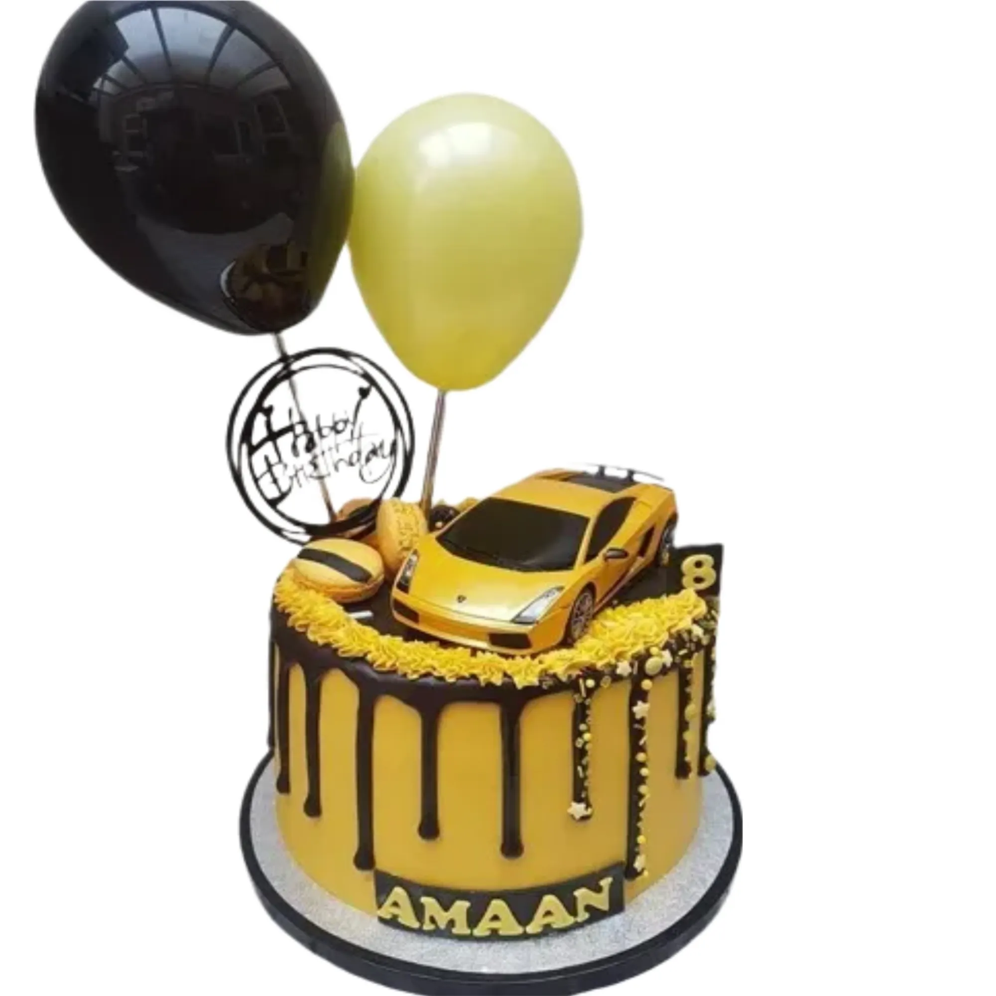 Yellow ferrari Ballon cake